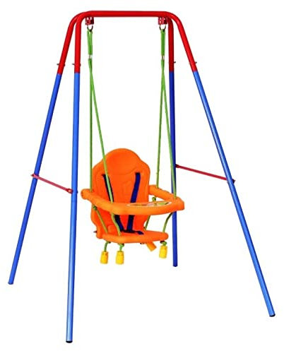 Balançoire Bebe 3 en 1, Balancoire Exterieur/Intérieure avec Support en Métal, Balançoire de Jardin pour Bébé