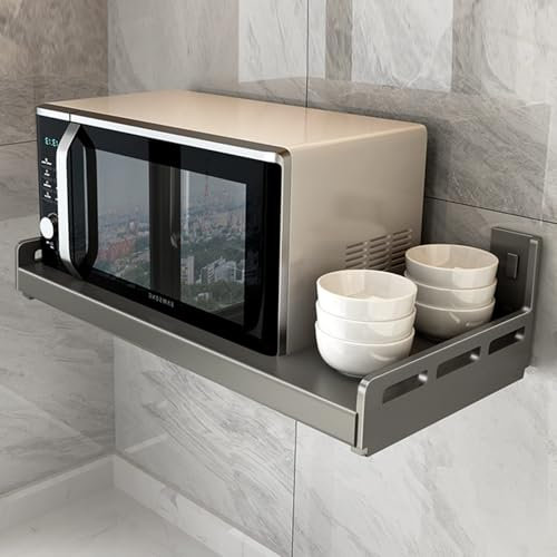ZYJIX Estante para Horno Eléctrico, Estante para Horno Microondas Montado En La Pared, Apto para Horno Eléctrico, Horno Microondas/Gris Pistola(Size:60cm)