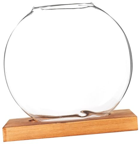 POPETPOP Ornements Hydroponiques à L'aneth Conteneur De Plante Aérienne Terrarium Végétal Rond Roman Vase Usine Vase De Jardinière Hydroponique Vase à Bulbe Planteur Vase Clair Bois
