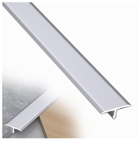 Generic T-Profil Edelstahl Übergangsschiene Übergangsprofil - Boden Trennstreifen - Fußböden Abdeckleisten, Ausgleichsprofil für Laminat- & Parkettböden, Türschwelle (Silver, 90cm x 1.5cm)