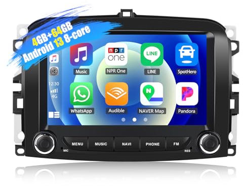 SIXWIN 4+64G 8-Core Android 13 Carplay Android Auto Autoradio mit DSP für FIAT 500L 2013-2018, 7'' Touchscreen mit GPS WiFi BT USB FM RDS Radio Mirror Link+32 Band EQ