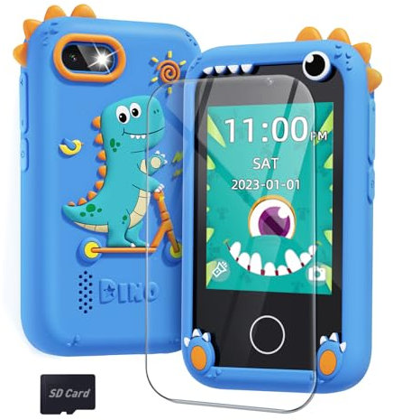 BAISIQI Kids Smart Phone for Boys Ages 3-8, Dinosaur Phone Toys with Dual Camera, Toddler Touchscreen Phone Educational Toys for Kids, Christmas Birthday Gifts for 3 4 5 6 7 8 9 10 Year Old Boys
