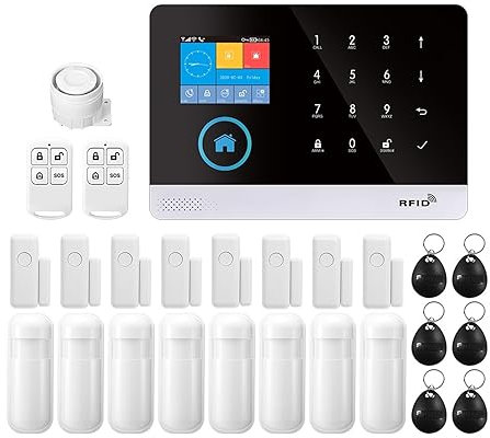 Home Security Systems WIFI GSM Wireless Smart Burglar Security Alarm System DIY Kit With Door Sensor And PIR Motion Sensor Work(M)