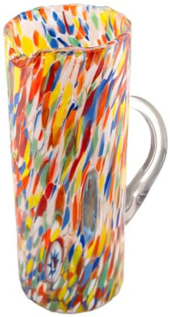 MurArt Vasos de Murano, juego de 6 vasos de 300 ml, colección Tower, de vidrio soplado a mano de elaboración artesanal Made in Italy (multicolor, jarra)
