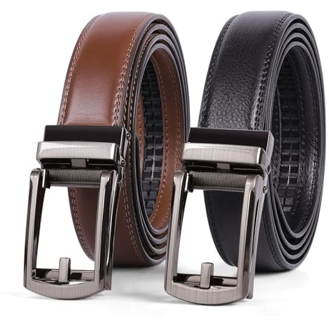 WERFORU Ceinture Homme à Double Pin Boucle, 2 trous Ceinture Homme Travail Décontractée avec Boucle Argentée/noir pour Costume et Jeans, Large 3,8 CM