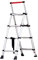 Scala telescopica portatile in alluminio, multifunzione, pieghevole, con ampio pedale, per giardinaggio domestico, design a 3 + 4 gradini, leggera e resistente, ideale per uso interno ed esterno