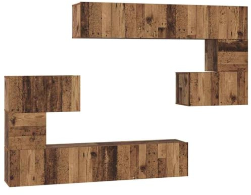 vidaXL TV Cabinet Set 8 pcs Old wood 80 x 30 x 30 cm Engineered wood, Living Room Storage, Modern Media Cabinet, Wall-Mounted Entertainment Unit, Minimalist Tv Stand, Space-Saving Furniture