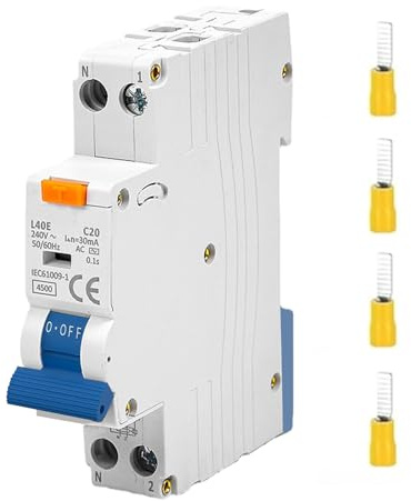 GOEDCH FI/LS kompakt RCBO: 1P+N 16A 30mA Fi Schutzschalter mit Überlast-Fehlerstromschutz, 230V Sicherungsautomat 16A mit RCD Geschützter Leistungsschalter, DIN Rail Mounting, Type A und Curve B