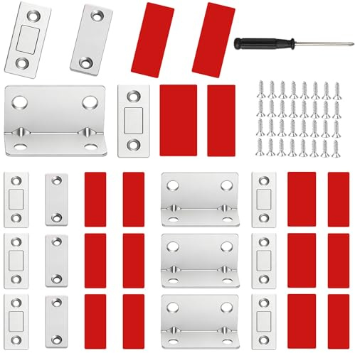 RoyalChic 8 Stück Magnetschnäpper Magnete für Schranktüren, Selbstklebend | Ultra Dünn Türmagnete, Stark Magnet, L-Form & Flach, Türschließer, für Schubladen, Schiebetüren, Möbel
