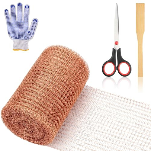 GYHWOFUL Kupferband gegen Schnecken 12m x 12,7cm – Doppelschicht Kupfernetz aus 100% reinem Kupfer, Schneckenzaun Metall für Hochbeet & Garten, Rostfrei & Wiederverwendbar, inkl. Schere & Handschuhe