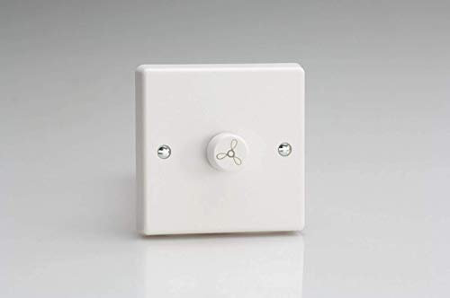 Varilight - 1 Gang 1 Way 250 Watt Fan Regulator Classic White Plastic White Fan Knob - HQ10