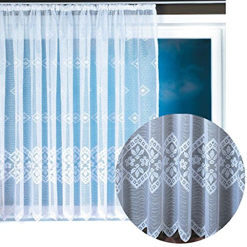 Gardine Jacquard Universalband Spitzenoptik Vorhang Blumenmuster weiß, Auswahl: 500 x 145 cm, Design: Philomena