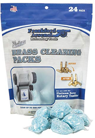 Frankford Arsenal InstaClean Brass Cleaning Packs with 24 Count and Resealable Bag for Convenient Reloading Transport and Storage, Compatiable with Rotary Tumbler