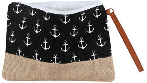 Alsino Kosmetiktasche Federmäppchen Kulturbeutel mit Reißverschluss Anker Maritim Handtasche, Variante wählen:KT-202 schwarz weiß Anker