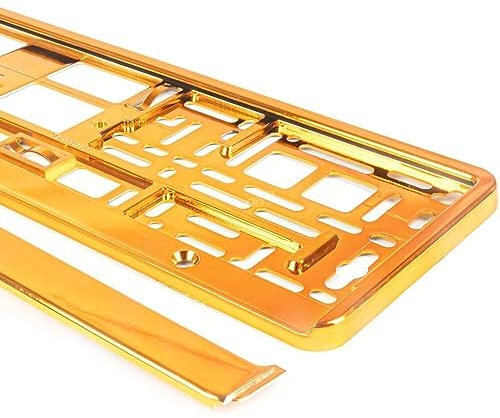 2 x Kennzeichenhalter Chrom Orange Kennzeichenhalterung Vollverchromt