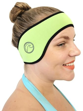 SwimCell Neoprene Swimming Headband - Ear Protection for Swimming - Reversible and Adjustable Ear Covers - Swim Ear Protection - 4mm Neoprene Ear Band for Men and Women - Green