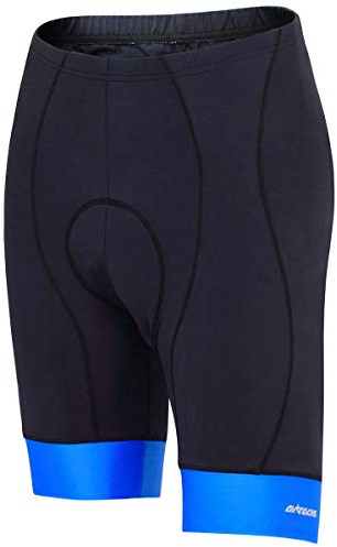 Airtracks Herren Fahrradhose Kurz Radhose Comfort Line Kurze MTB Radlerhose Mountainbike 3D Coolmax Gepolstert Atmungsaktiv Reflektoren S M L XL XXL 3XL 4XL - schwarz-blau - M
