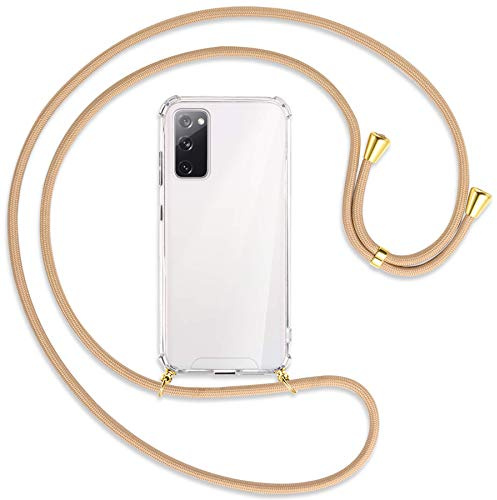 mtb more energy® Handykette kompatibel mit Samsung Galaxy S20 FE (SM-G780, 6.5'') - beige/Gold - Smartphone Hülle zum Umhängen - Anti Shock Full TPU Case