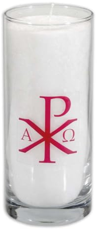Palmwachs-Osterkerze im Glas »Alpha & Omega«