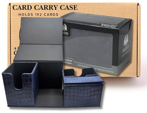 Grinning Gargoyle - Dragon Hide Kids Card Holder MTG Deck Box – Holds up to 192 Cards and 15 Dice – CCG Card Box – MTG Accessories with 3 Compartments - Trading Card Storage Box (Blue)