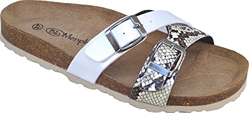 BIO Menphis Mule Nu-Pieds pour Femme mit Semelle en liège 9157 - Cocco Beige 38