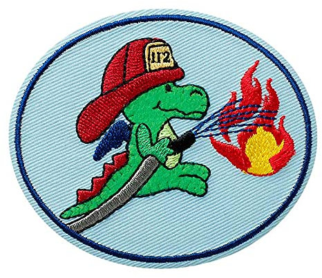 Mono Quick 1418x Bär Drache Hase Flicken Oval, Applikation, Bügelbild Patch blau (14184 - Drache Feuerwehrmann)