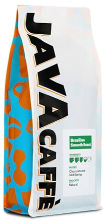 Java Caffè Brazilian Smooth Roast Ground Coffee, 1kg Resealable Bag, 100% Arabica Hand Roasted Coffee For Cafetieres & Filters