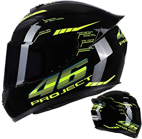BaoFuStore Motorrad Integralhelm, DOT & ECE 22.05 zugelassene Herren und Damen Motorradhelm mit extra getöntem Visier, 46, Dark