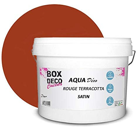BOX DECO COULEURS Peinture murale acrylique aspect satin Aqua Déco - 10L, Rouge Terracotta