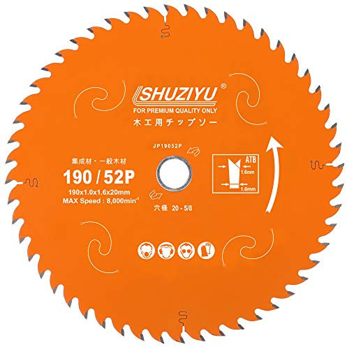 LSHUZIYU, 190mm 52T, Trait De Coupe Super Fin 1.6mm. Trou 20mm. Lame De Scie Circulaire À Bois