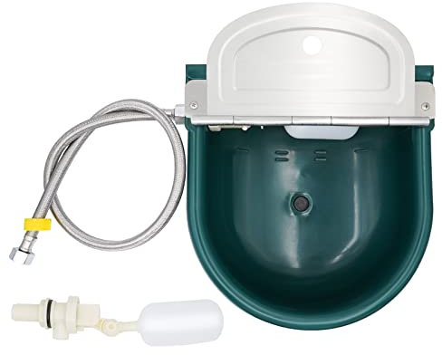 Tränkebecken,Automatische Tränke mit Schwimmerventil & 31,5'' Rohr für Rinder Pferde Schafe Ziege Hunde Wassertrog Bauernhof Liefert 4L (Dunkelgrün)