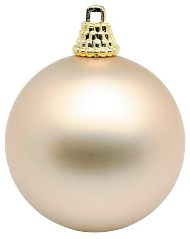 Deco Woerner Matte, Champagner Weihnachtskugeln aus Plastik, 10 cm Ø - 6 Stück