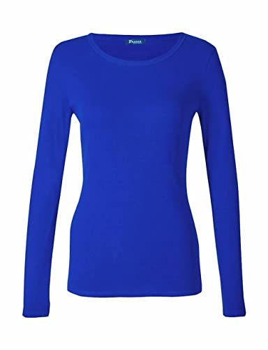 Top Linen (NW) Ltd Women Long Sleeve T Shirts - Plain Stretch Round Scoop Neck T Shirt - Lightweight Womens T Shirts for Casual Wearing - Ladies T Shirts Made in The UK (Royal Blue, XXL)