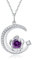 925 Sterling Silber Februar Geburtsstein Erstellt Amethyst Halskette Rose & Mond Anhänger Lila Edelstein Geburtstag Jahrestag Schmuck Geschenke für Frauen Mädchen Mutter Tochter, verstellbare Kette