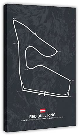 FISH DRAGATE Red Bull Ring F1 Track Leinwand Poster Wandkunst Dekor Bild Gemälde für Wohnzimmer Schlafzimmer Dekoration Rahmen Stil 30 x 45 cm