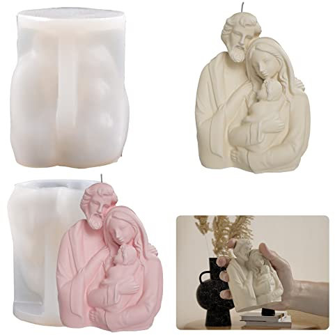 Krippenform Jesus Familie Form Maria Form Jesus Geboren Form 3D Kerzenform Silikonform für Harz Heimdekoration Form Portrait Harzform Cartoon Form Kerzenherstellung Formen Tonform