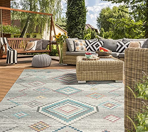 the carpet Palma - vielseitiger Indoor- & Outdoor-Teppich, modernes Design, Wohnzimmer, wetterfest & UV-beständig, langlebig und pflegeleicht, Balkon, Wintergarten, Creme, 240 x 340 cm