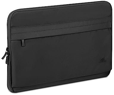 RIVACASE Laptop Hülle 15,6 Zoll - Notebook Hülle für Damen und Herren mit extra Fach für Zubehör - Wasserabweisende Tasche, passend für MacBook 16 – Computertasche, Schwarz