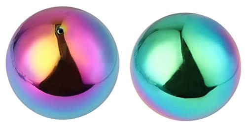 Gogogmee 2stücke Edelstahl Gartenkugel Regenbogen Spiegelkugel Hohlkugel Für Dekoration Bunte Metallkugeln Für Garten Und Innenräume