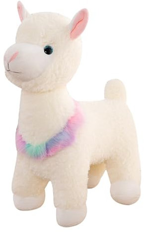 Herfair Alpaka Kuscheltier, Alpaka Plüschtier Plushies Weiches Alpaka Stofftier Lama Kissen Geschenk für Kinder Mädchen Jungen (Weiß,55 cm)