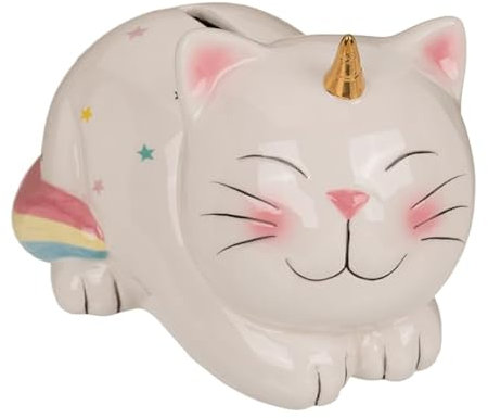 Spardose Katze Einhorn Keramik Original Spardose Einhorn Katze mit Deckel und Schlüssel.