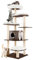 COSTWAY Wood Cat Tree, Tall Modern Cats Climbing Tower with Sisal Covered Scratching Posts, Washable Plush Cushions, Indoor Kitten Activity Furniture Play House