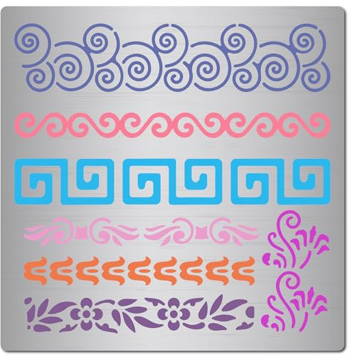 GORGECRAFT 16x16cm Metall-Tagebuch-Schablone Blumen Und Ranken Edelstahl-Vorlage Ornament-Dekoration Kleine Schablonenmuster Zum Gravieren Scrapbooking Holzbrennen Malen DIY-Projekte