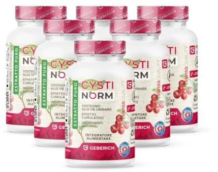 (Paquete de 6) Cápsulas CYSTINORM | Salud del tracto urinario | D-Manosa 720 mg + Arándano rojo 300 mg | Salud de la vejiga | Con extracto de madroño y bioflavonoide | Complemento alimenticio