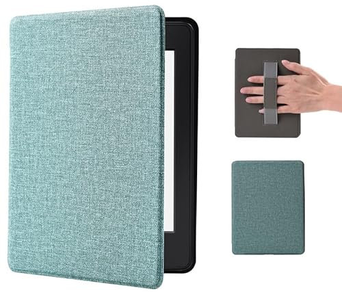 Kindle Paperwhite 11. Generation Hülle 2021 mit Magnetischer, 6.8 Smart-Cover Case mit Handschlaufe und Auto-Sleep-Wake-Funktion, Signature Edition Kindelhülen 2024 Mint Green