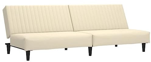 vidaXL Schlafsofa 2-Sitzer, Schlafcouch für Wohnzimmer Heimkino Büro, Gästebett mit Holzrahmen, Sofabett Tagesbett Couch Sofa Ausziehbar, Creme Samt