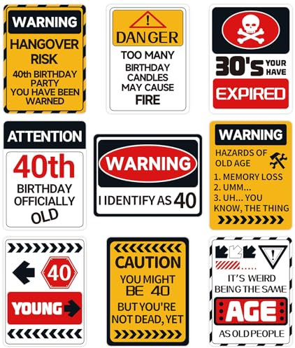 HOMANGA 40th Birthday Decorations, 9Pcs 40 Birthday Wall Decorations for Women Men, 40 Years Old Decorations Signs Table Centerpieces, 40th Birthday Party Garden Yard Decor Signs