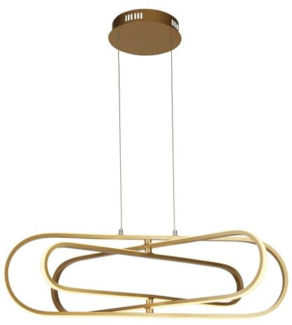 Licht-Erlebnisse LED Hängeleuchte Esstisch in Gold Lichtfarbe einstellbar 3000/4500 / 6500 K B: 80 cm H: max. 1,2 m verstellbar Metall Modern Pendelleuchte