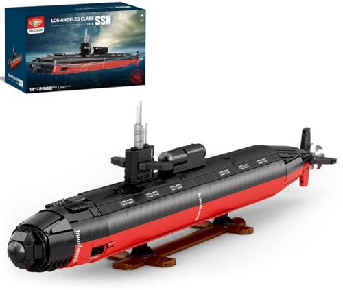 Purfresh Militär U Boot Schiffe Klemmbausteine Modellbausatz, 1:125 WW2 Militär Los Angeles-Klasse Baustein 2988 Stück Modular U-Boot für Erwachsene, Kompatibel mit Allen Bausteinen