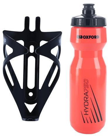 Oxford Bike Bottle Holder and 750ml Red BPA-Free Water Bottle Set - Durable Matt Black Cage, Universal Fit for Road and Mountain Bikes, Easy Install - Perfect for Outdoor Cycling and Hydration